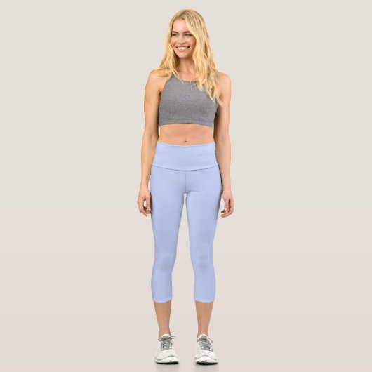 Schlichtes Perwinkelblau in fester Farbe Capri Leggings (Vorderseite)