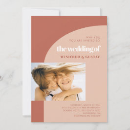 Schlichtes pfirsichfarbenes Foto Einladung