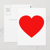 Schlichtes Rotes Herz Postkarte (Vorne/Hinten)