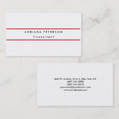 Schlichtes Rotes Weiß Einfach Beruflich Visitenkarte (Vorne/Hinten)