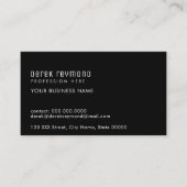 schlichtes Schwarz, das durch das links, elegante Visitenkarte (Vorderseite)