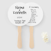 Schlichtes Schwarz-Weiß-Hochzeitsprogramm Fächer (Vorne und Hinten)