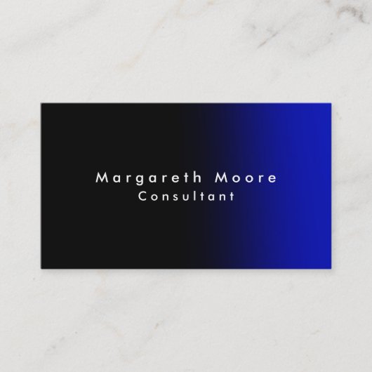 Schlichtes Schwarzes Blau Beruflich Minimalistisch Visitenkarte (Vorderseite)
