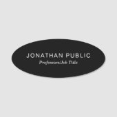 Schlichtes Schwarzes Minimalistisches Design Moder Namensschild (Vorderseite)