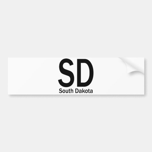 Schlichtes Schwarzes Sd South Dakota Autoaufkleber (Vorne)