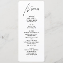 Schlichtes Script Round Wedding Menu Weiß Menükarte