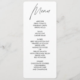 Schlichtes Script Round Wedding Menu Weiß Menükarte