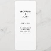 Schlichtes Script Round Wedding Menu Weiß Menükarte (Rückseite)