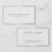 Schlichtes Slick White Monotones Streifen Muster 2 Visitenkarte (Vorne/Hinten)