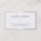 Schlichtes Slick White Monotones Streifen Muster 2 Visitenkarte (Rückseite)