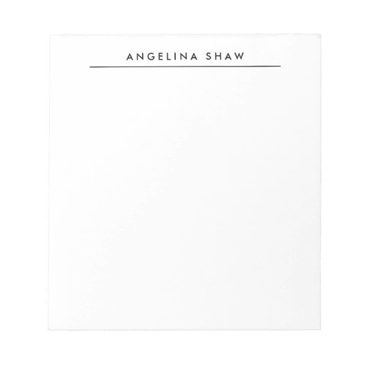 Schlichtes, stylisches Weiß Beruflich kreativ Notizblock (Vorderseite)