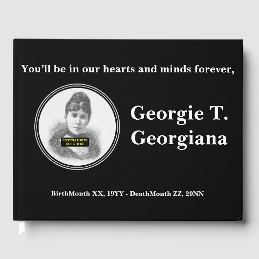 Schlichtes und einfaches Memorial Gästebuch (Vorderseite)