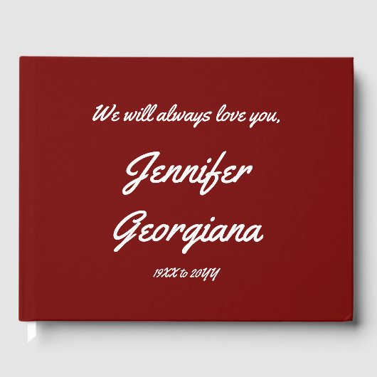 Schlichtes und Minimalistisches Beileid Gästebuch (Vorderseite)