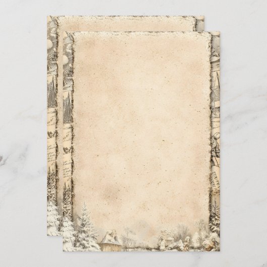 Schlichtes Vintages Dokument - Hintergrund | Ru Einladung (Vorne/Hinten)