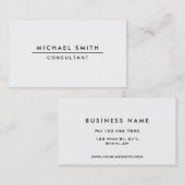 Schlichtes Weiß Beruflich Elegant Modernes Einfach Visitenkarte (Vorne/Hinten)