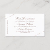Schlichtes Weiß mit Rose-Gold-Dekor und Logo Visitenkarte (Rückseite)
