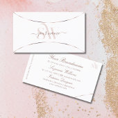 Schlichtes Weiß mit Rose-Gold-Dekor und Monogramm- Visitenkarte