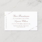 Schlichtes Weiß mit Rose-Gold-Dekor und Schmuck Visitenkarte (Rückseite)