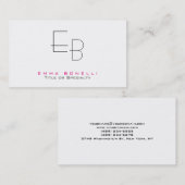 Schlichtes weißes, hoch entwickeltes Monogramm Visitenkarte (Vorne/Hinten)