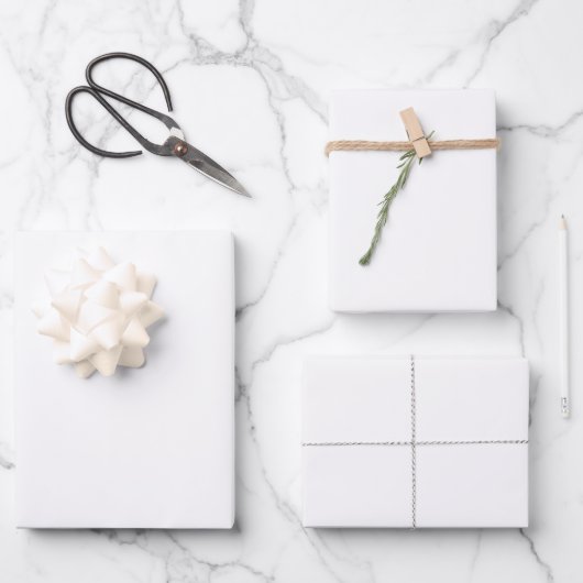 Schlichtes Weißes Valentin Geschenkpapier Set (Vorderseite)