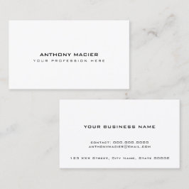 schlichtes Weißminimal Visitenkarte