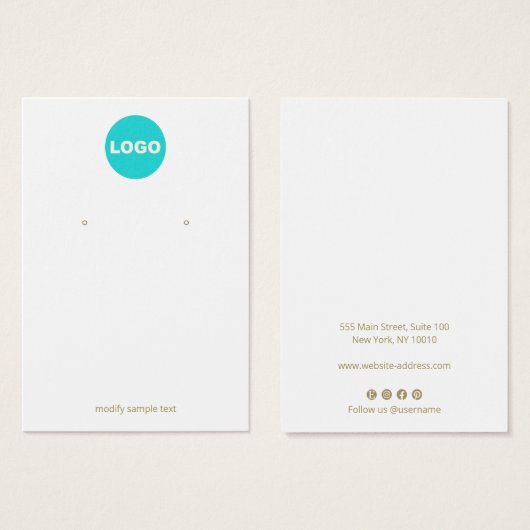 Schlichtes White Add-Logo-Ohrring (Vorne & Hinten)