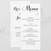 Schlichtes White Wedding Menü Personalisiert Menükarte (Vorne/Hinten)