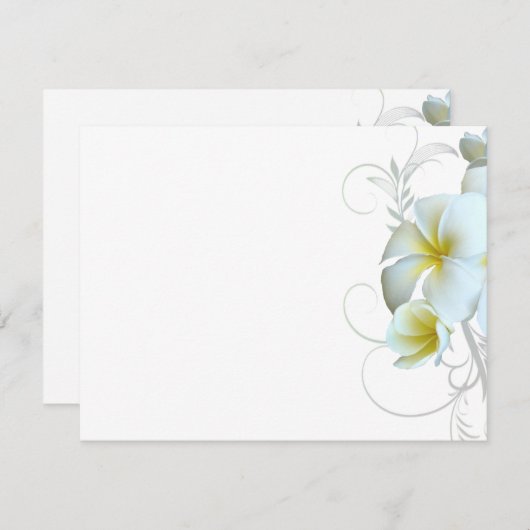 Schlichtes Whitepaper über Plumeria Blüht Einladun Einladung (Vorne/Hinten)