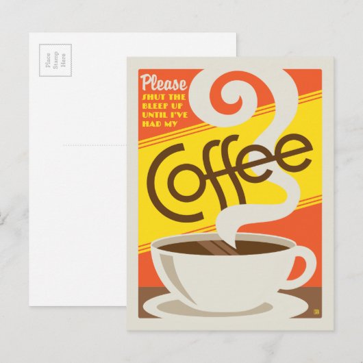 Schließ den Kaffee aus Postkarte (Vorne/Hinten)