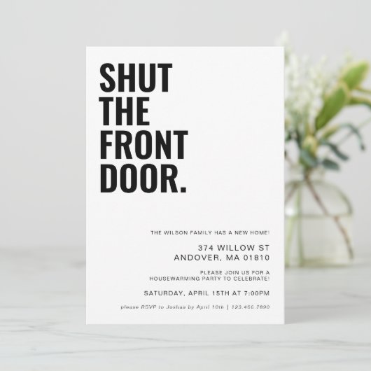 Schließe die Ankündigung, die Tür zu verschieben Einladung (Stehend Vorderseite)