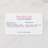 Schließen Augen lange Striche Lasche Verlängerung Visitenkarte (Rückseite)