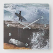 Schließen des Silver Surfers Quadratische Wanduhr (Vorderseite)