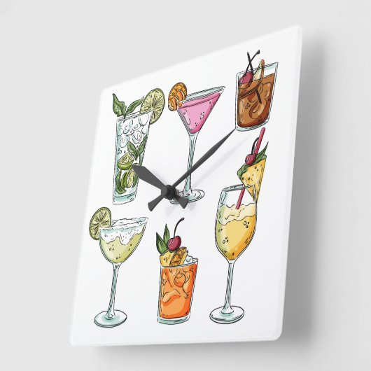 **SCHLIESSEN SIE DIE BAR* AN. QUADRATISCHE WANDUHR (Winkel)