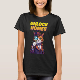 SCHLIEßEN SIE HEIME KATZE DETEKTIV WORTWITZ LUSTIG T-Shirt