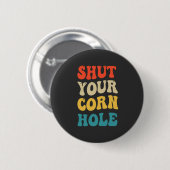 Schließen Sie Ihr Cornhole Funny Sport Retro Gesch Button (Vorne & Hinten)