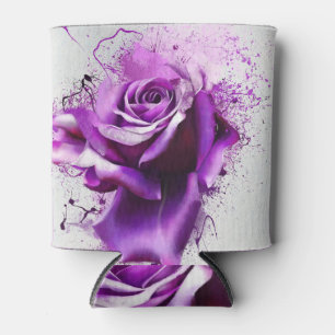 Schließen Sie lila Rose, Skizze, Sprühfarbe. Dosenkühler
