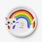 Schließen Sie sich dem Party, Cat Niedlich Rainbow Pappteller (Vorderseite)