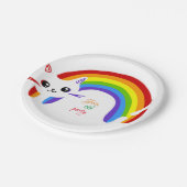 Schließen Sie sich dem Party, Cat Niedlich Rainbow Pappteller (Schrägansicht)