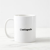 Schließen Sie u. schreiben Sie @writingmafia Kaffeetasse (Links)