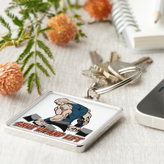 Schließen Sie und heben Sie Weightlifter an Schlüsselanhänger (Seite)