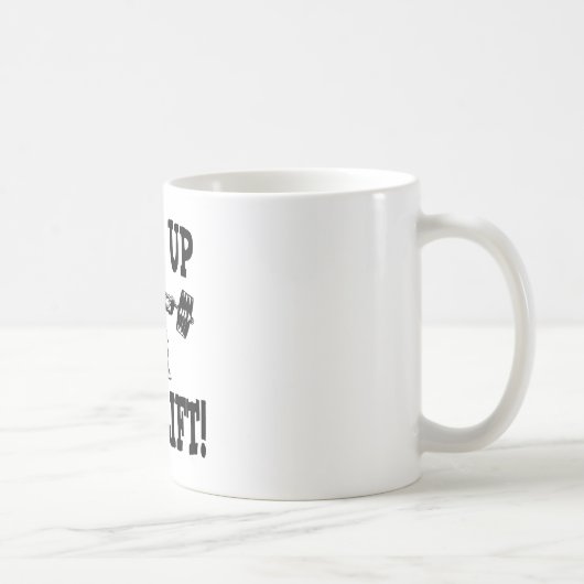 Schließen Sie und heben Sie Weightlifting an Kaffeetasse (Rechts)