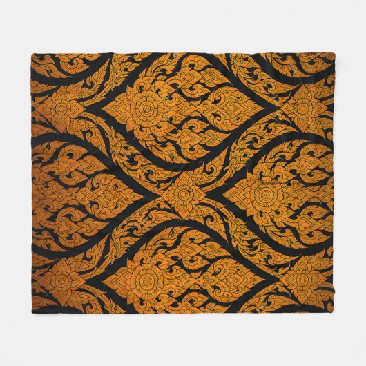 Schließen thailändischer Muster Carvinglotusbild v Fleecedecke (Vorderseite (Horizontal))