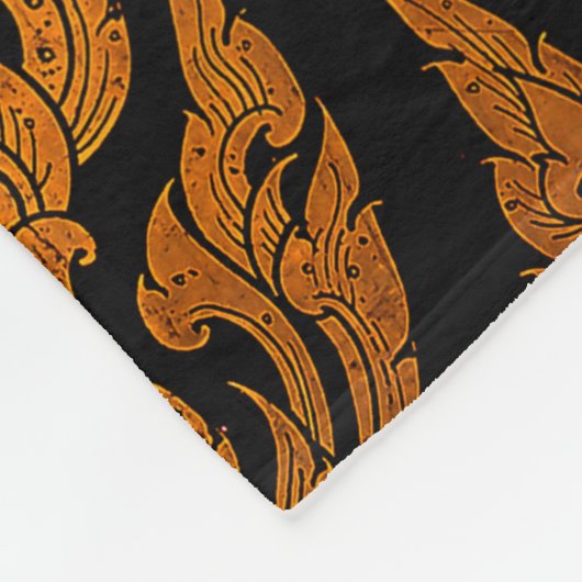 Schließen thailändischer Muster Carvinglotusbild v Fleecedecke (Ecke)