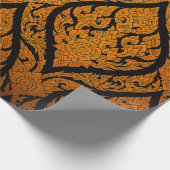 Schließen thailändischer Muster Carvinglotusbild v Geschenkpapier (Ecke)