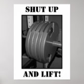 SCHLIESSEN UND HEBEN! Gewichtheben-Poster Poster (Vorne)