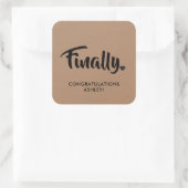 Schließlich Aufkleber, Abschluss-Geschenkmarke, Gl Quadratischer Aufkleber (Tasche)