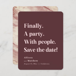 Schließlich ein Party Simple Text Marsala Minimali Save The Date