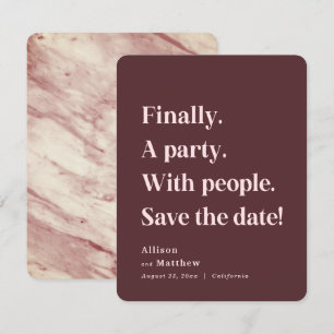 Schließlich ein Party Simple Text Marsala Minimali Save The Date