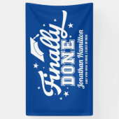 Schließlich Fertig Blue Graduation Party Banner (Vertikal)