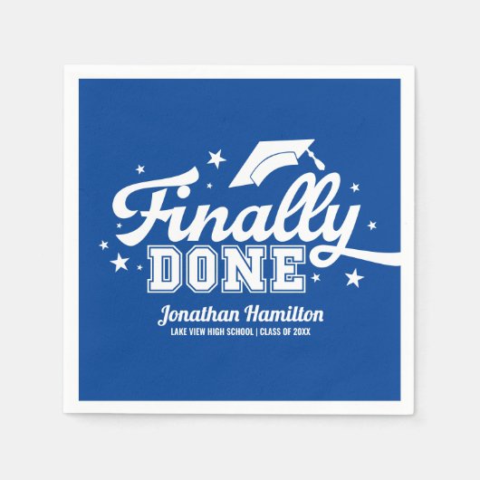 Schließlich Fertig Blue Graduation Party Serviette (Vorderseite)